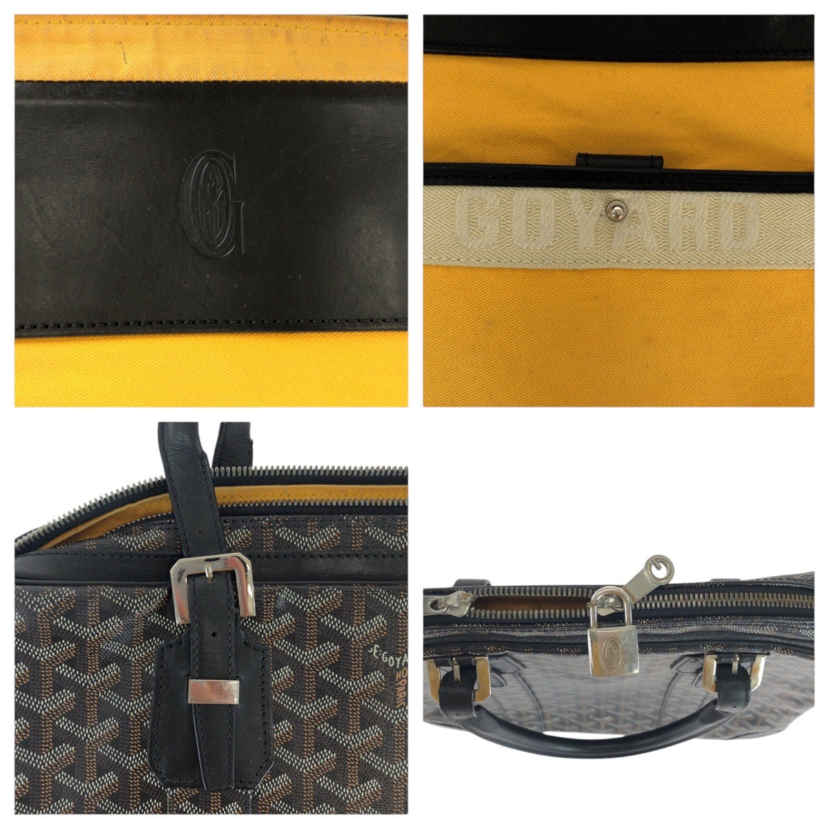 15049
GOYARD ゴヤール アンバサード PM ブラック 黒 イエロー シルバー金具 PVC / レザー ビジネスバッグ ブリーフケース  メンズ
