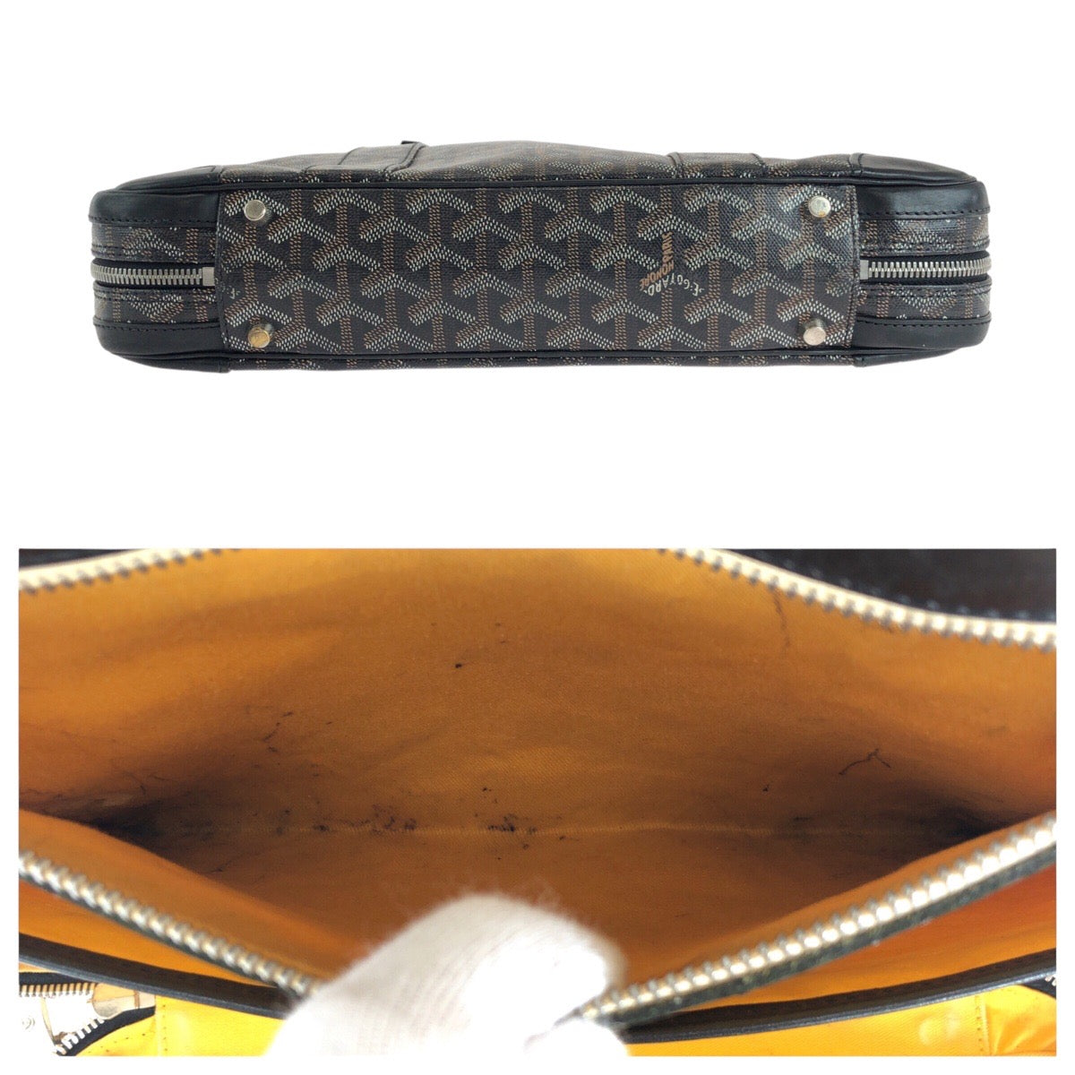 15049
GOYARD ゴヤール アンバサード PM ブラック 黒 イエロー シルバー金具 PVC / レザー ビジネスバッグ ブリーフケース  メンズ