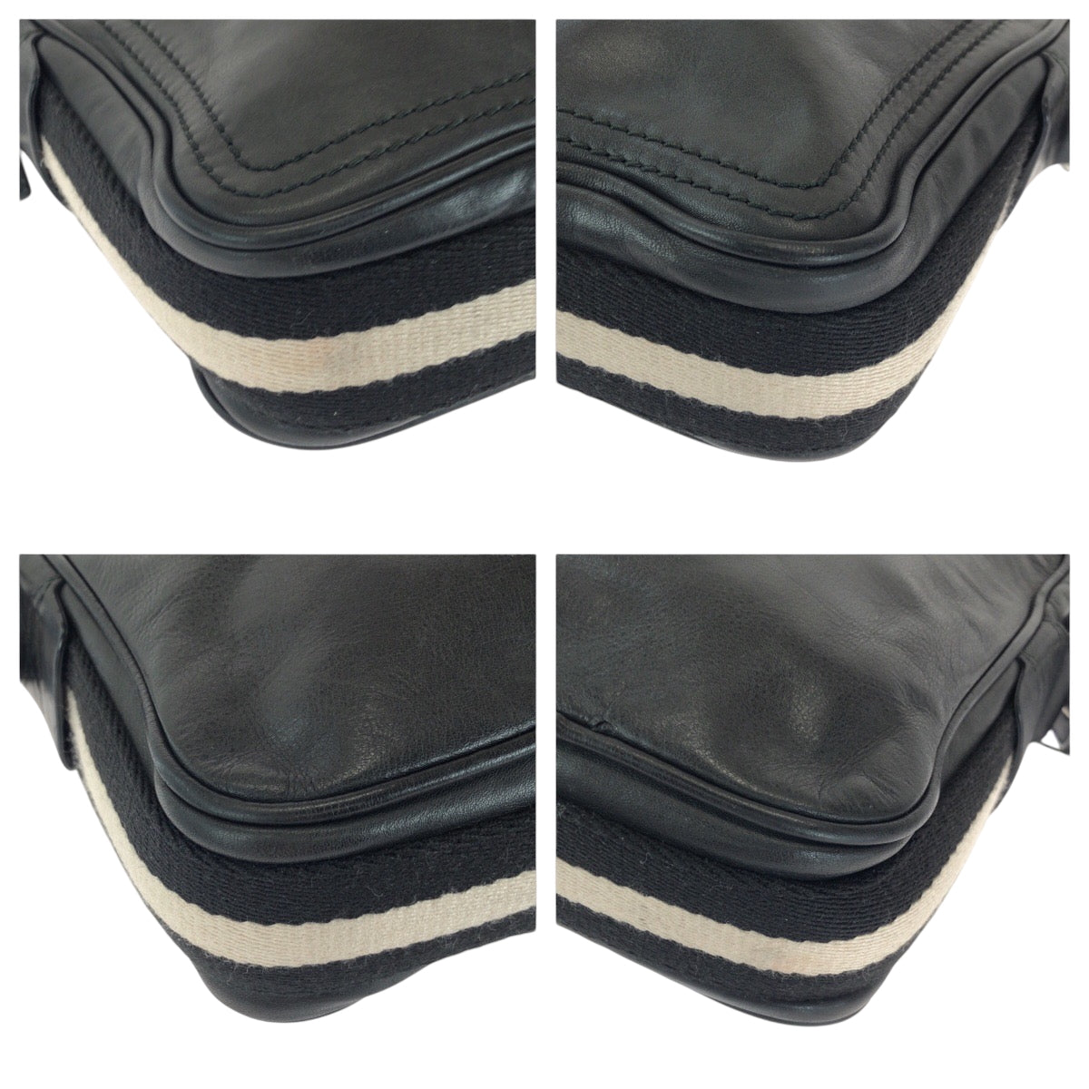 15051
BALLY バリー ストライプ ブラック 黒 ホワイト シルバー金具 レザー TABELLO SM ショルダーバッグ サコッシュ  メンズ