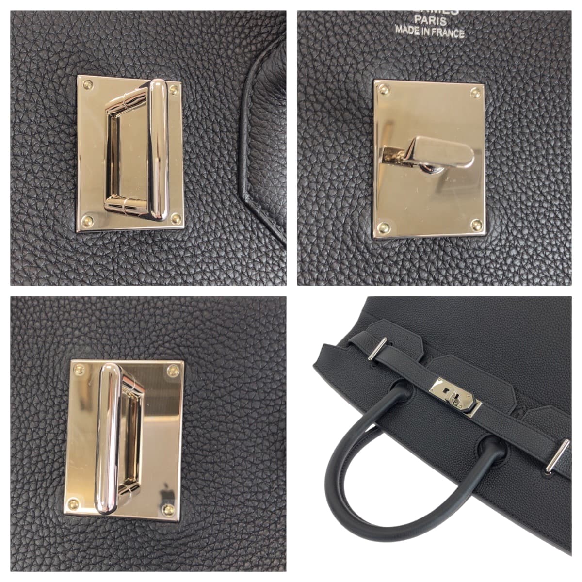 15054
HERMES エルメス オータクロア40 男女兼用 ブラック 黒 シルバー金具 トゴ ハンドバッグ ボストンバッグ U刻印  メンズ SA1980