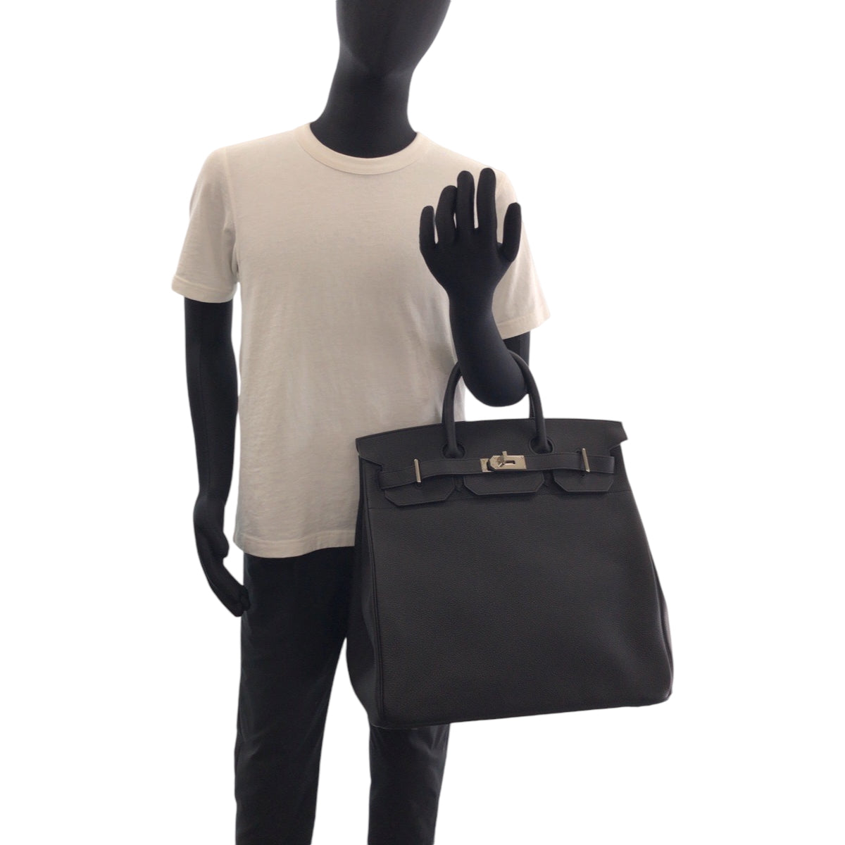 15054
HERMES エルメス オータクロア40 男女兼用 ブラック 黒 シルバー金具 トゴ ハンドバッグ ボストンバッグ U刻印  メンズ SA1980