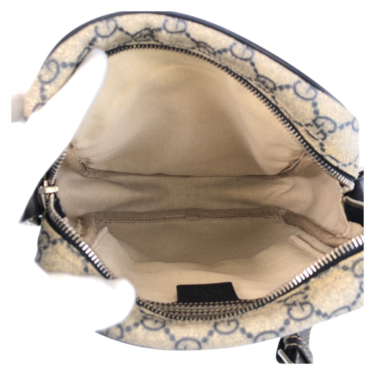 15060
GUCCI グッチ グレー ネイビー シルバー金具 GGスプリームキャンバス / レザー 233268 ショルダーバッグ ポシェット  レディース