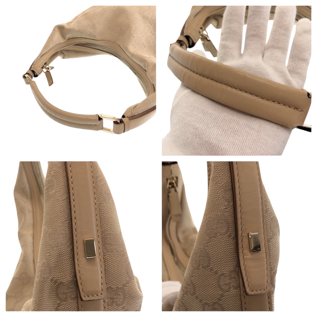 15061
GUCCI グッチ ベージュ シルバー金具 GGキャンバス 73885 ホーボー ワンショルダーバッグ 肩掛け  レディース