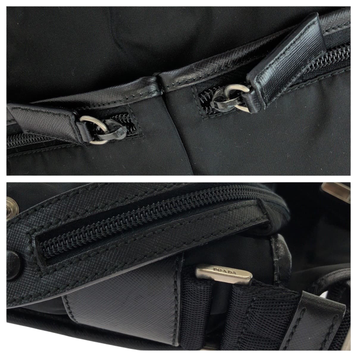 15062
PRADA プラダ テスート 三角ロゴプレート ブラック シルバー金具 ナイロン V165 ショルダーバッグ メッセンジャーバッグ  レディース A48