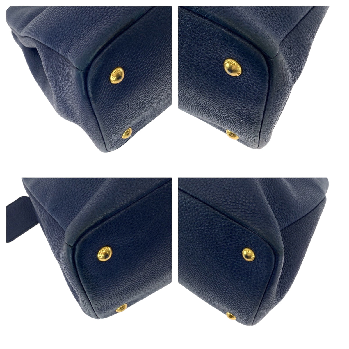 15064
PRADA プラダ ヴィテロダイノ ネイビー ゴールド金具 レザー BN2878 トートバッグ ショルダーバッグ ハンドバッグ 2way  レディース