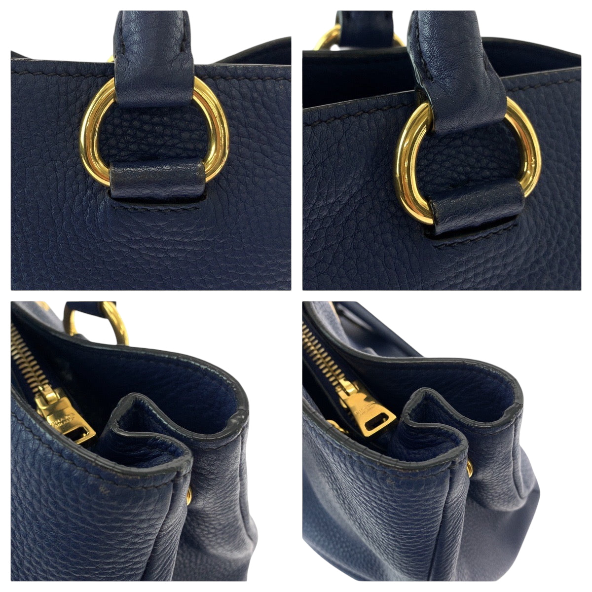 15064
PRADA プラダ ヴィテロダイノ ネイビー ゴールド金具 レザー BN2878 トートバッグ ショルダーバッグ ハンドバッグ 2way  レディース