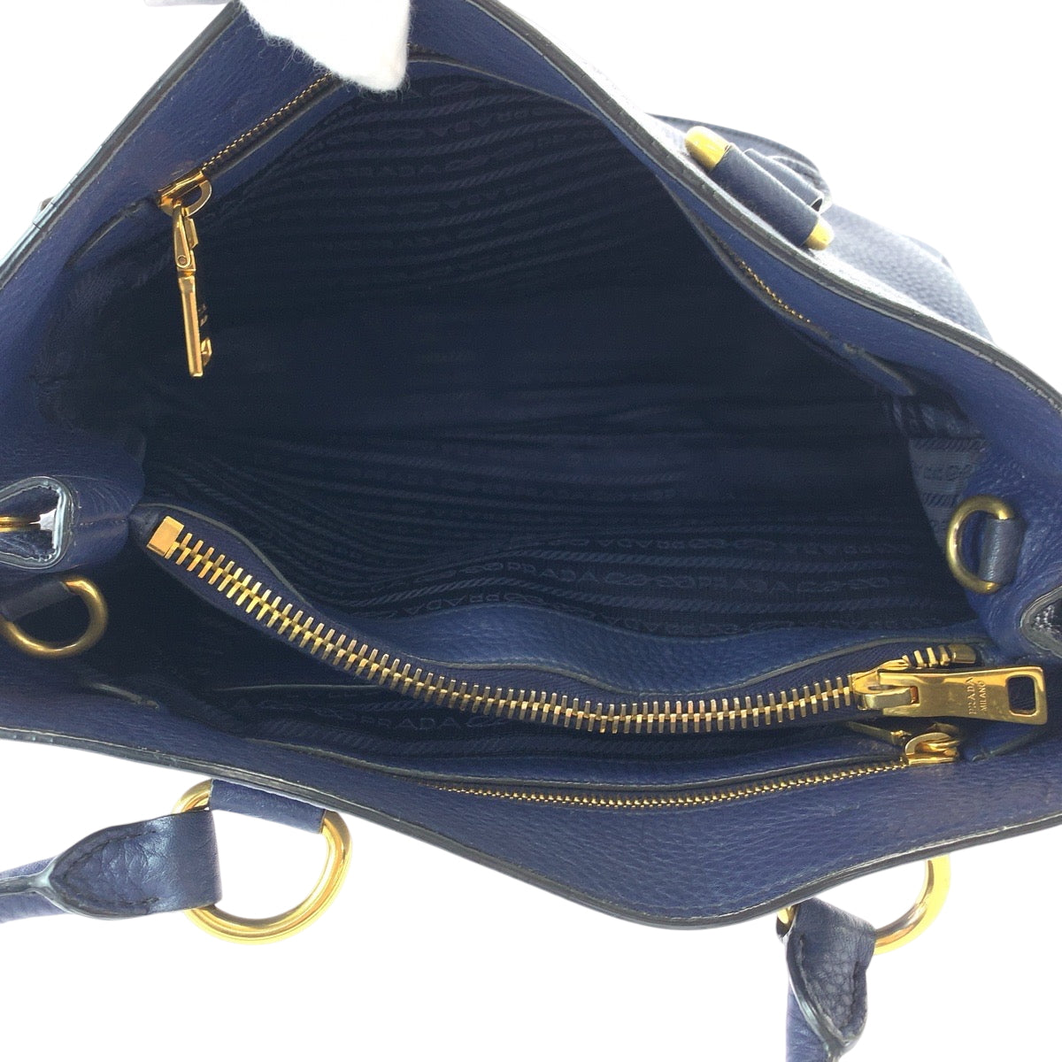 15064
PRADA プラダ ヴィテロダイノ ネイビー ゴールド金具 レザー BN2878 トートバッグ ショルダーバッグ ハンドバッグ 2way  レディース