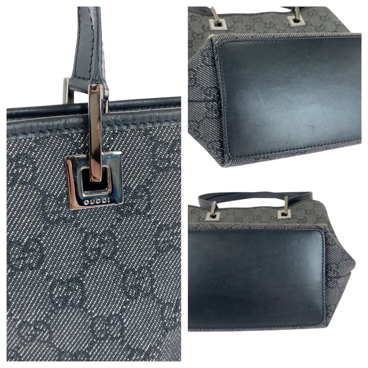 15065
GUCCI グッチ ブラック 黒 シルバー金具 GGキャンバス 31244 トートバッグ ショルダーバッグ  レディース ABP13