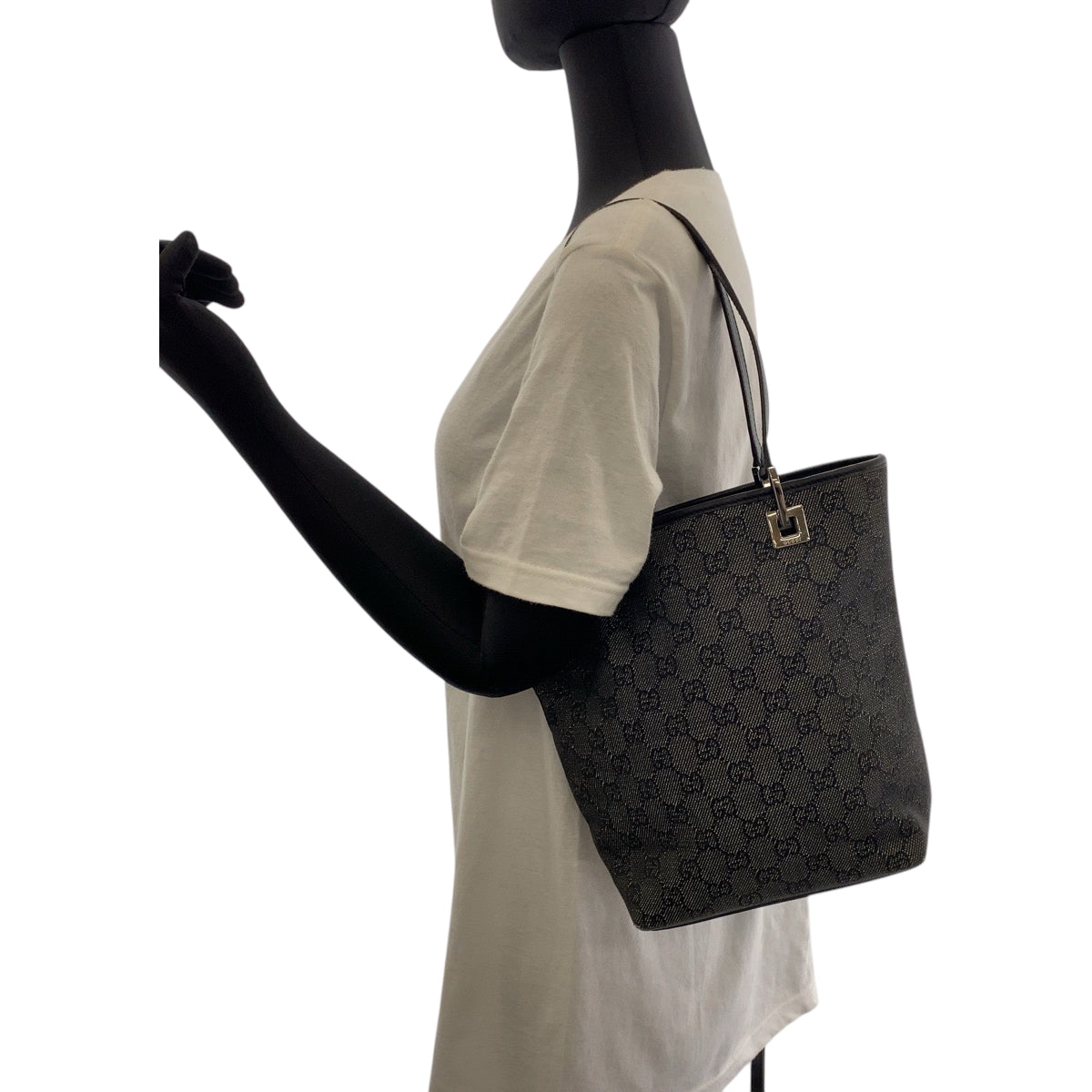 15065
GUCCI グッチ ブラック 黒 シルバー金具 GGキャンバス 31244 トートバッグ ショルダーバッグ  レディース ABP13