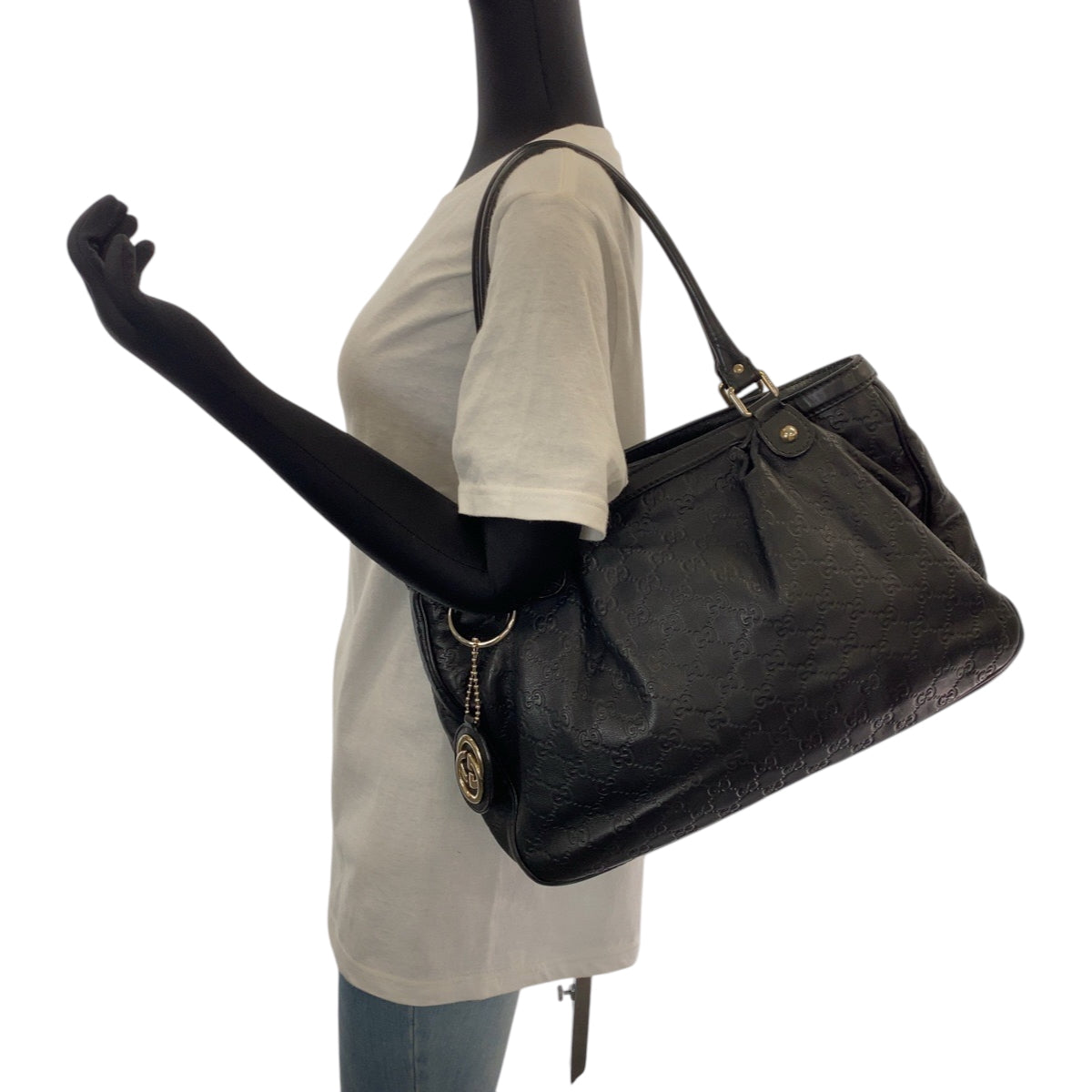 15070
GUCCI グッチ スーキー ブラック 黒 ゴールド金具 レザー 296853 トートバッグ ショルダーバッグ  レディース