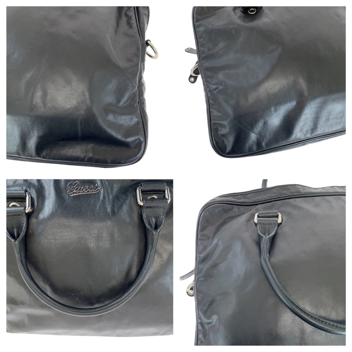 15073
GUCCI グッチ ブラック 黒 シルバー金具 レザー 211113 ビジネスバッグ ハンドバッグ  メンズ A39