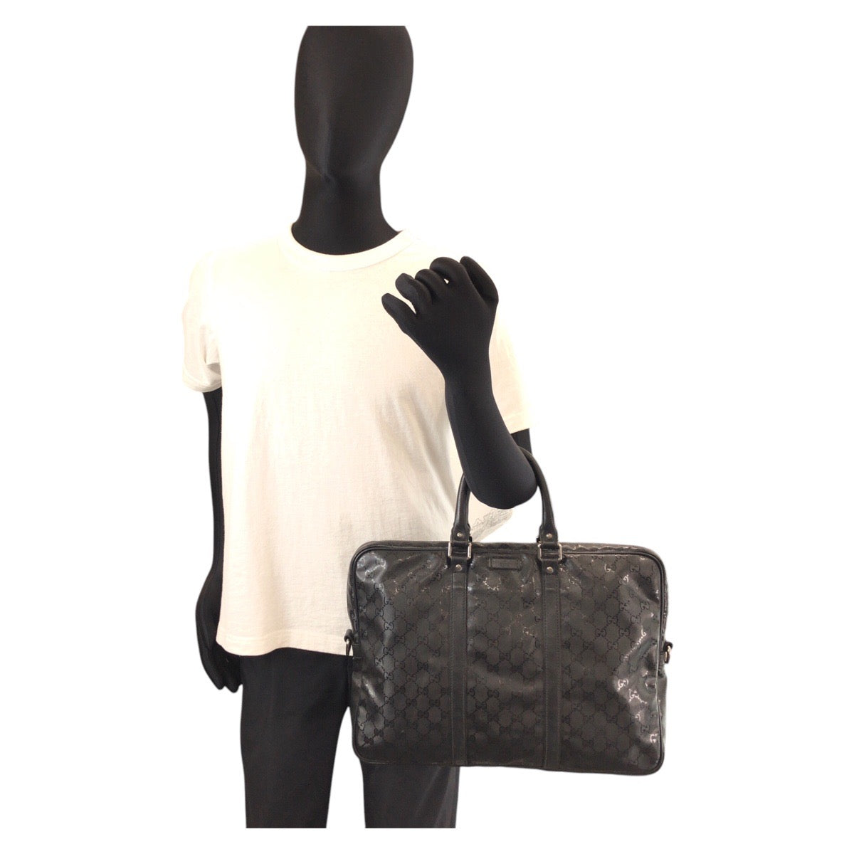 15074
GUCCI グッチ GGインプリメ ブラック 黒 PVC / レザー 201480 ビジネスバッグ ブリーフケース  メンズ