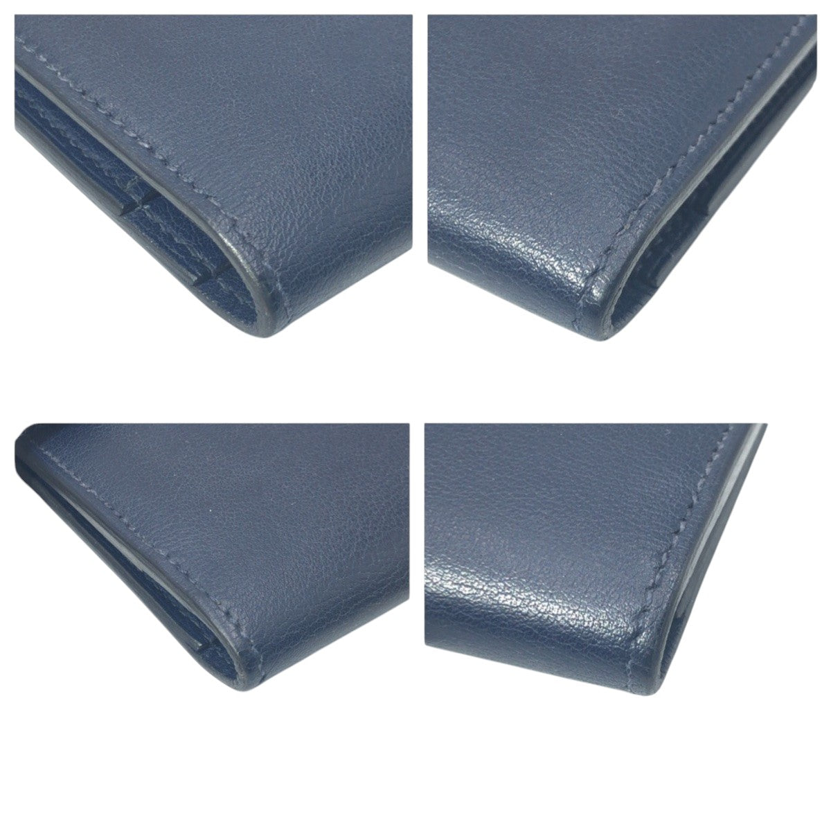 15076
 HERMES Citizen Twill Long Silk In Navy Blue Indigo Swift Leather Long Wallet Y Stamp Men's