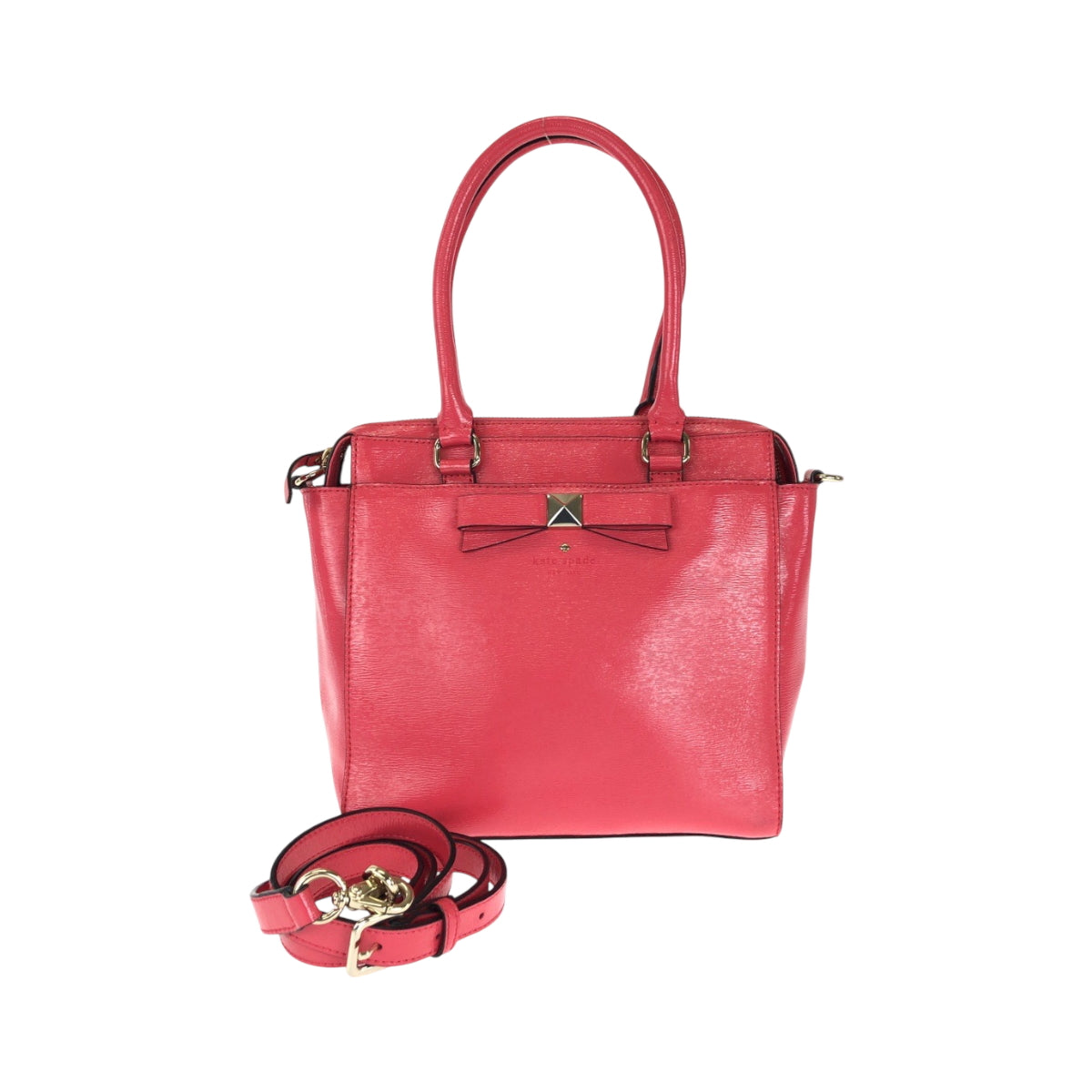 15077
Kate Spade ケイトスペード ピンク ゴールド金具 パテントレザー ショルダーバッグ ハンドバッグ 2way レディース AB5