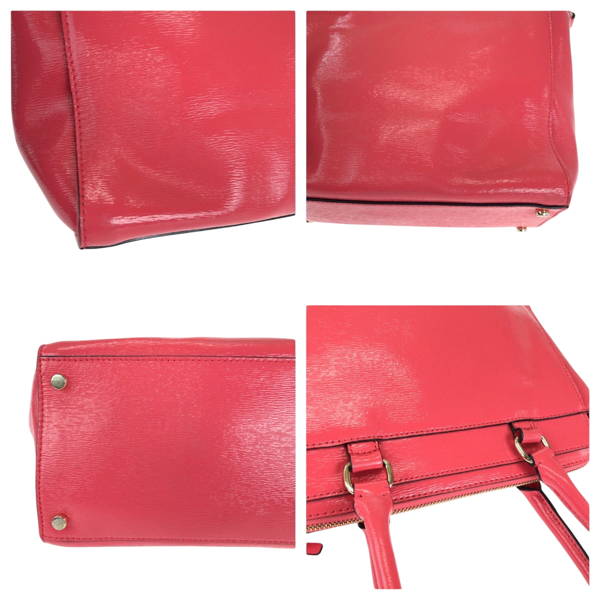 15077
Kate Spade ケイトスペード ピンク ゴールド金具 パテントレザー ショルダーバッグ ハンドバッグ 2way レディース AB5