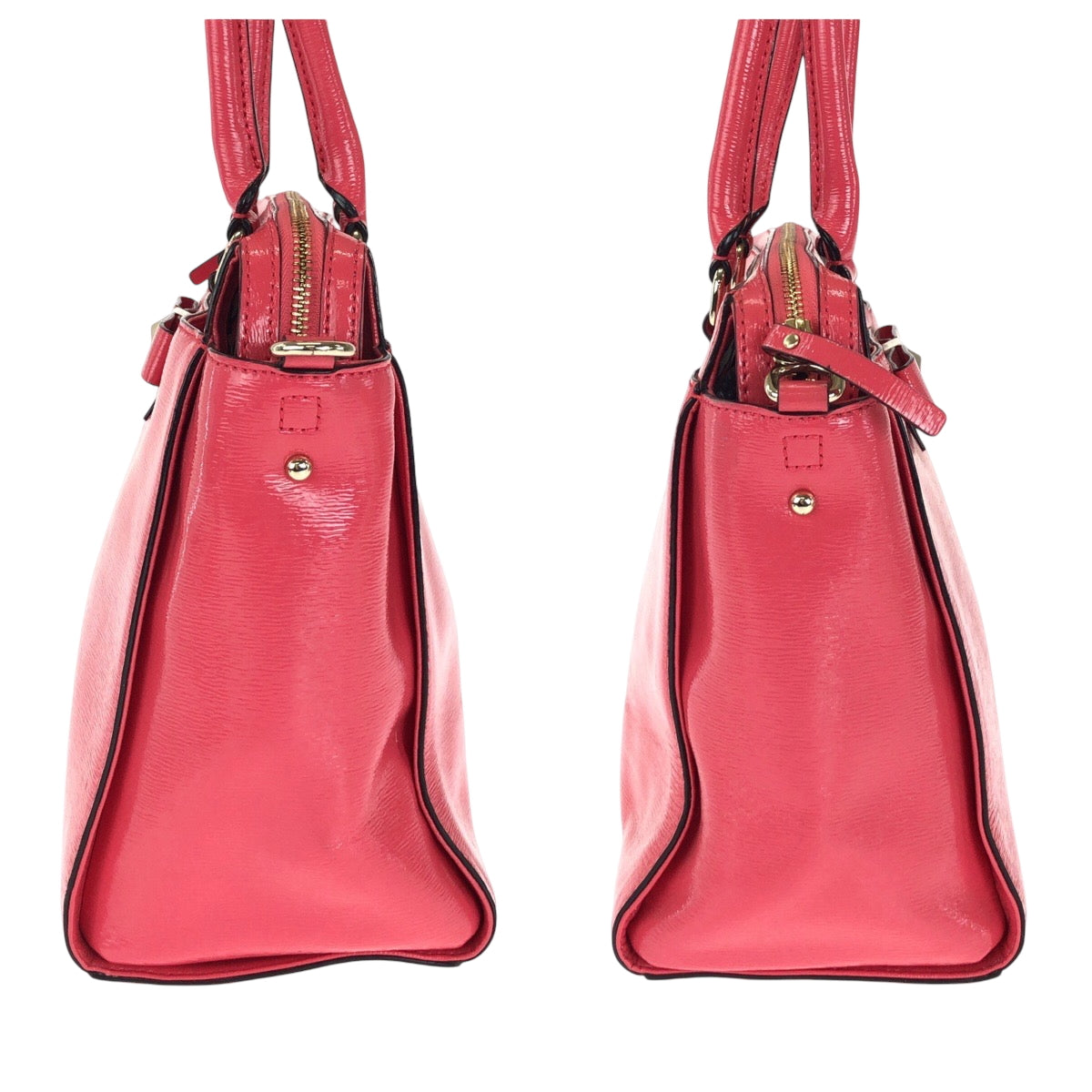 15077
Kate Spade ケイトスペード ピンク ゴールド金具 パテントレザー ショルダーバッグ ハンドバッグ 2way レディース AB5