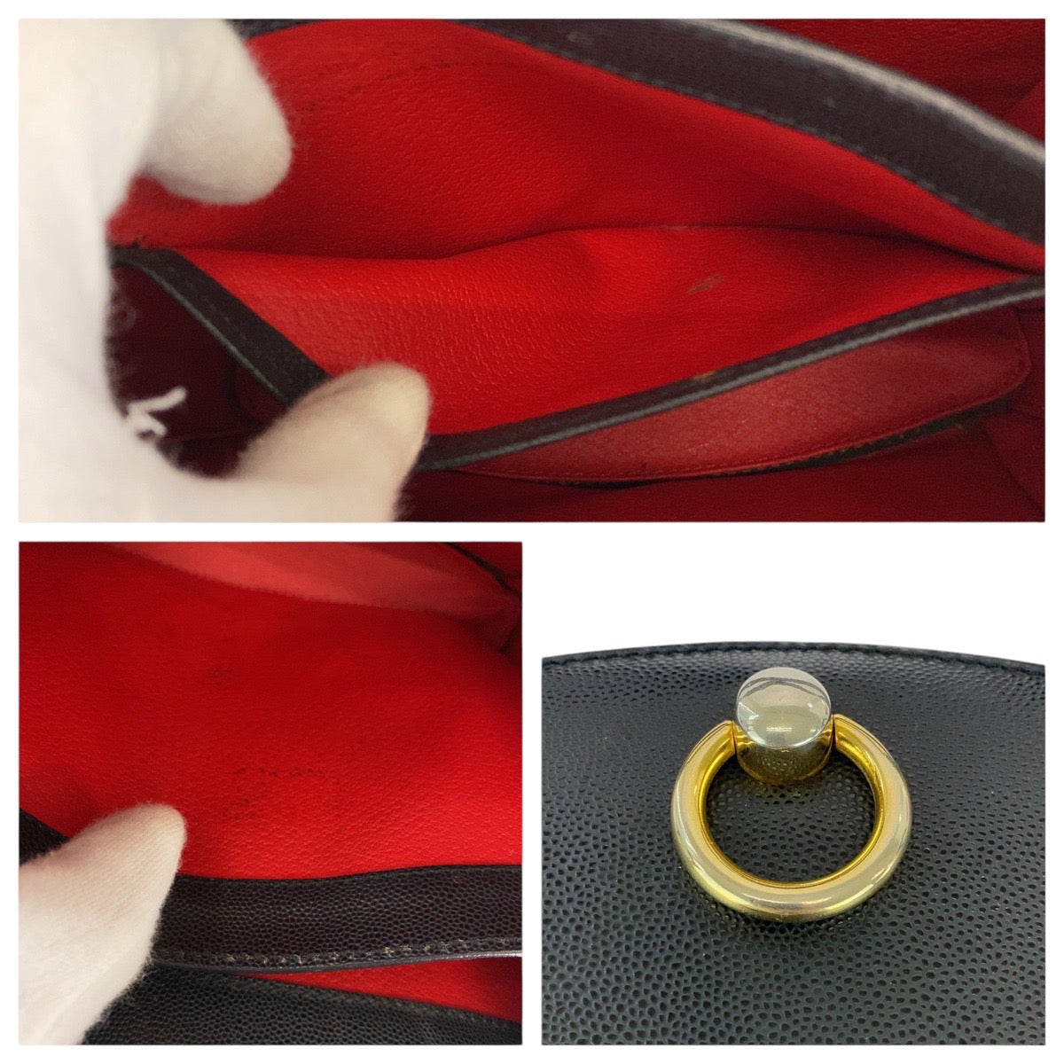15078
CELINE セリーヌ ヴィンテージ ブラック 黒 ゴールド金具 レザー トートバッグ ハンドバッグ  レディース