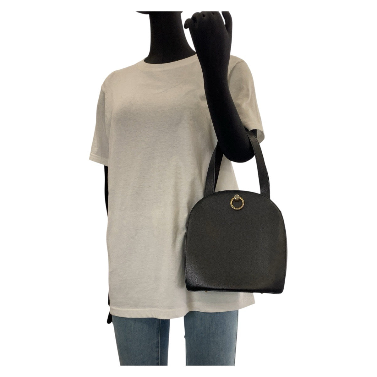 15078
CELINE セリーヌ ヴィンテージ ブラック 黒 ゴールド金具 レザー トートバッグ ハンドバッグ  レディース