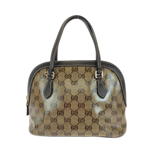 15079
GUCCI グッチ GGクリスタル ブラウン ベージュ ゴールド金具 PVC 351403 ハンドバッグ  レディース