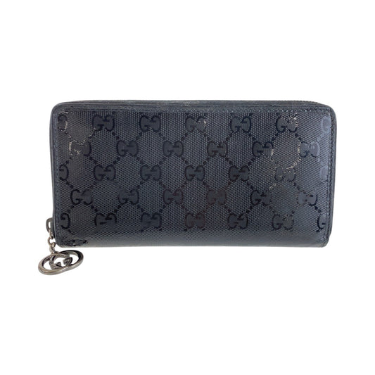 15083
 LOUIS VUITTON Louis Vuitton GG Imprime Interlocking Black PVC 212110 Long Wallet for Women