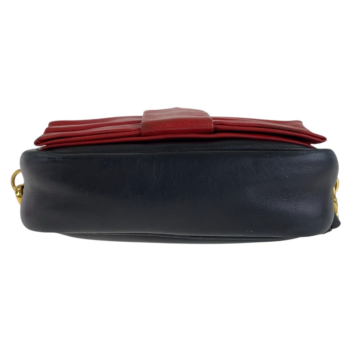 15092
PRADA プラダ リボン レッド ブラック 黒 ゴールド金具 レザー ショルダーバッグ ポシェット レディース ABP41