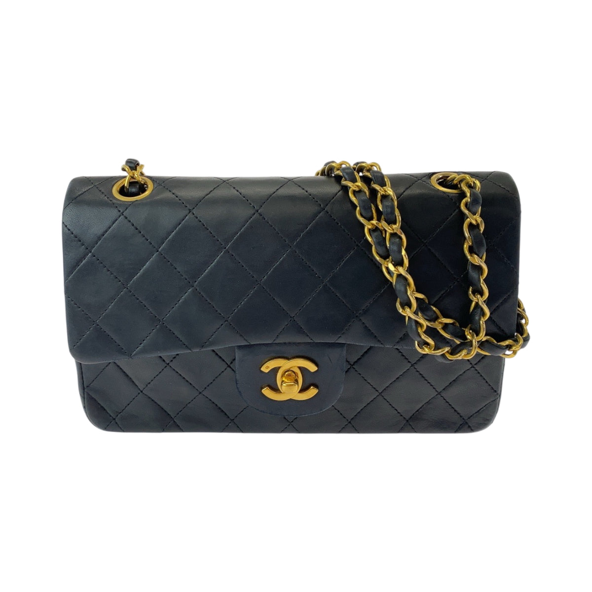 15093
CHANEL シャネル ヴィンテージ マトラッセ ダブルフラップ ココマーク ターンロック ブラック 黒 ゴールド金具 ラムスキン チェーンショルダーバッグ  レディース