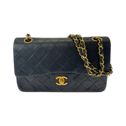 15093
CHANEL シャネル ヴィンテージ マトラッセ ダブルフラップ ココマーク ターンロック ブラック 黒 ゴールド金具 ラムスキン チェーンショルダーバッグ  レディース