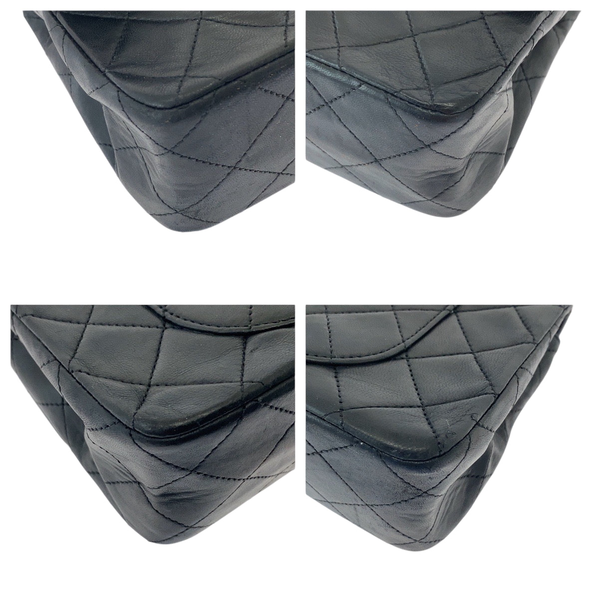 15093
CHANEL シャネル ヴィンテージ マトラッセ ダブルフラップ ココマーク ターンロック ブラック 黒 ゴールド金具 ラムスキン チェーンショルダーバッグ  レディース