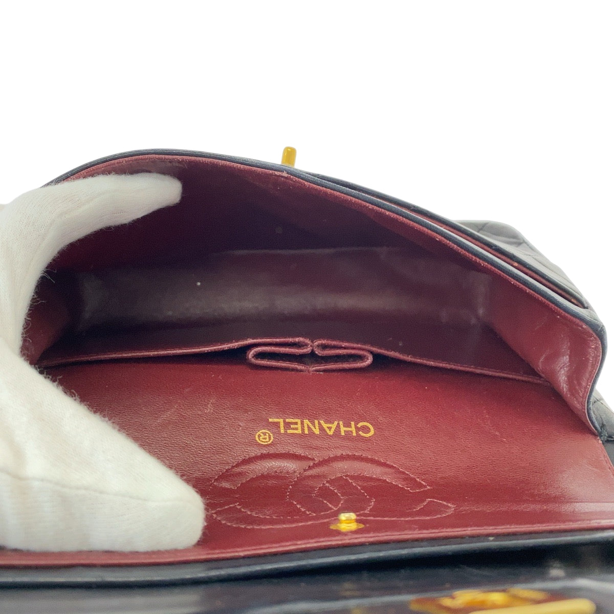 15093
CHANEL シャネル ヴィンテージ マトラッセ ダブルフラップ ココマーク ターンロック ブラック 黒 ゴールド金具 ラムスキン チェーンショルダーバッグ  レディース