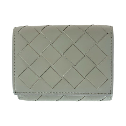 15095
 BOTTEGAVENETA Bottega Veneta Intrecciato Gray Gunmetal Hardware Leather 609285 Folding Wallet Compact Wallet Unisex Women's