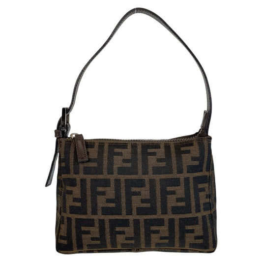 15097
FENDI フェンディ ズッカ ブラウン シルバー金具 キャンバス / レザー ショルダーバッグ アクセサリーポーチ  レディース
