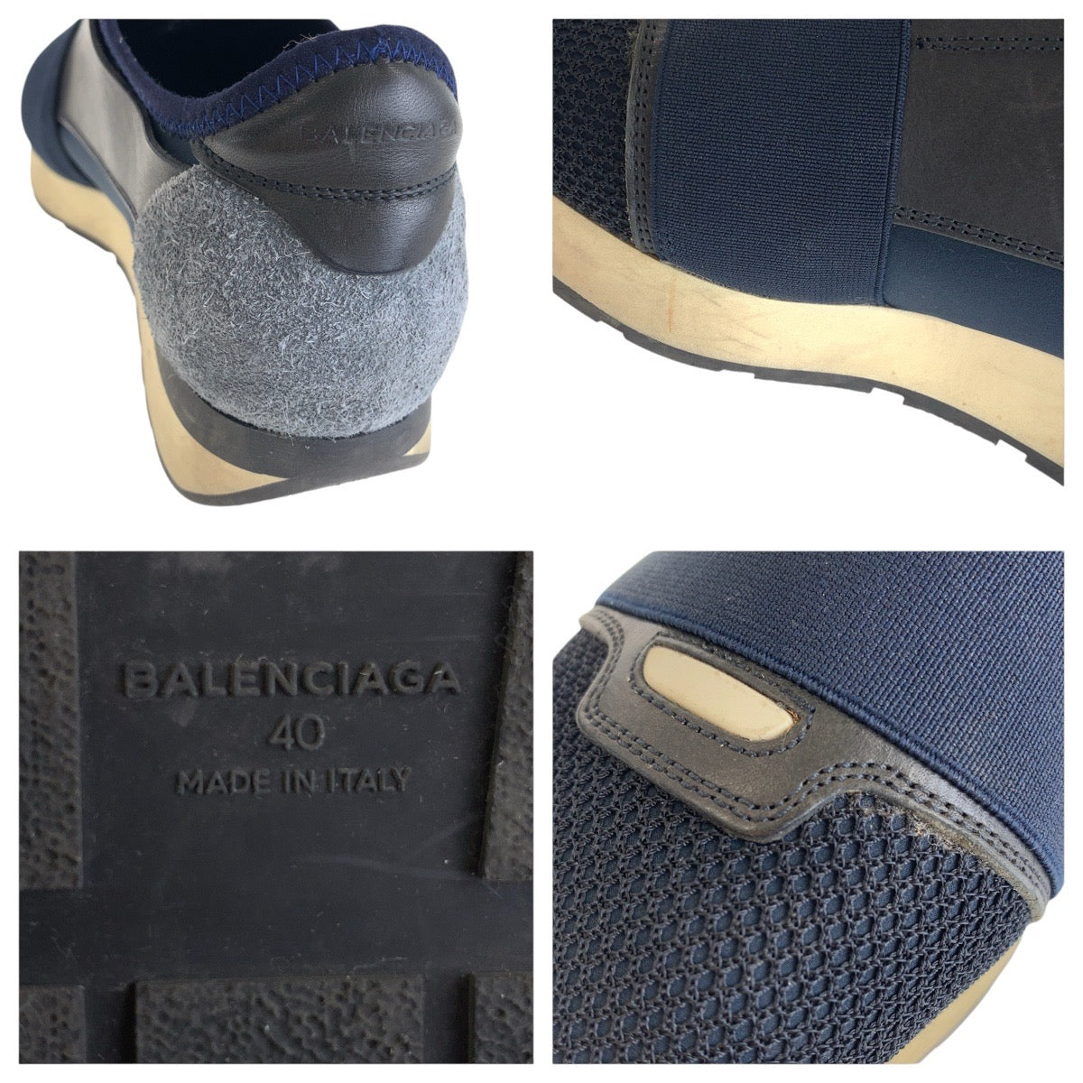 15109
BALENCIAGA バレンシアガ ネイビー ブラック 黒 レザー / ナイロン / ポリアミド スニーカー  レディース