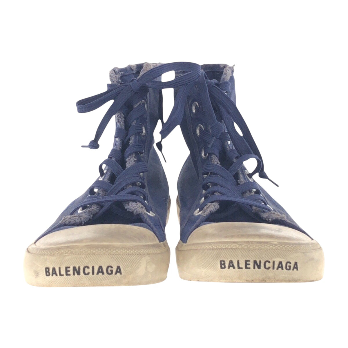 15112
BALENCIAGA バレンシアガ ネイビー ホワイト 白 キャンバス / ラバー スニーカー ハイカットスニーカー  メンズ