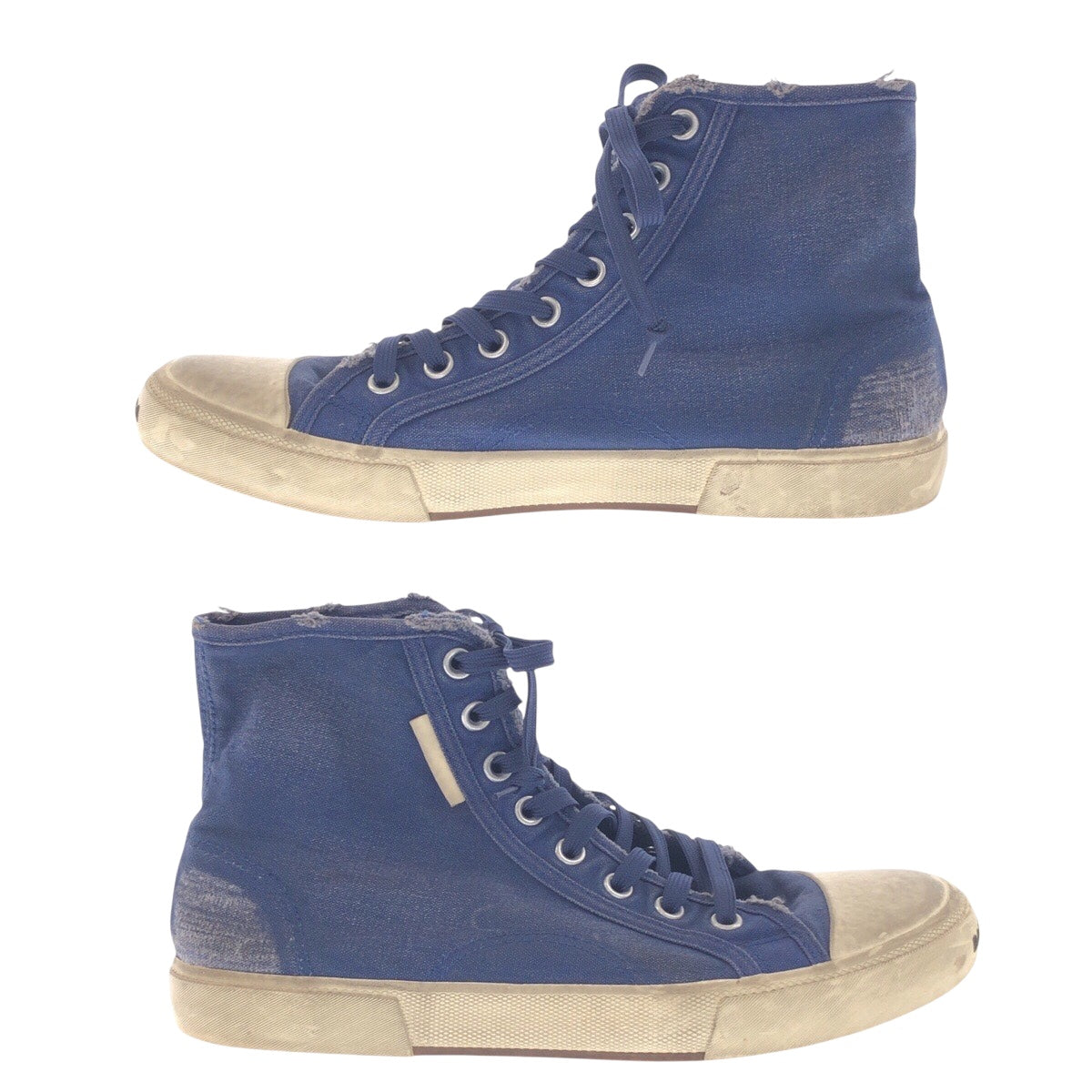 15112
BALENCIAGA バレンシアガ ネイビー ホワイト 白 キャンバス / ラバー スニーカー ハイカットスニーカー  メンズ