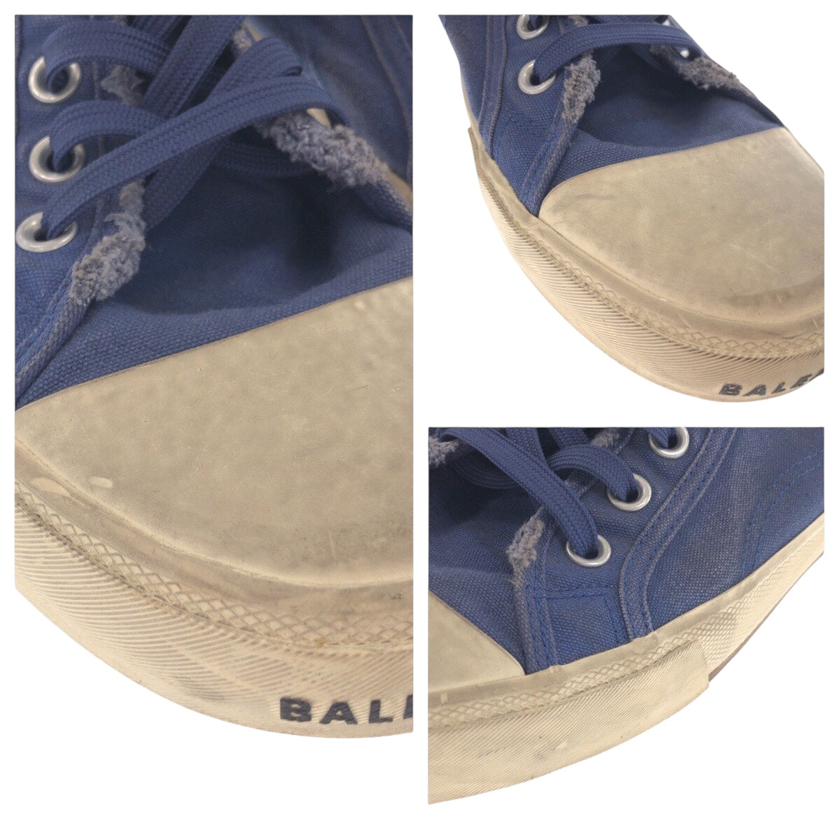 15112
BALENCIAGA バレンシアガ ネイビー ホワイト 白 キャンバス / ラバー スニーカー ハイカットスニーカー  メンズ