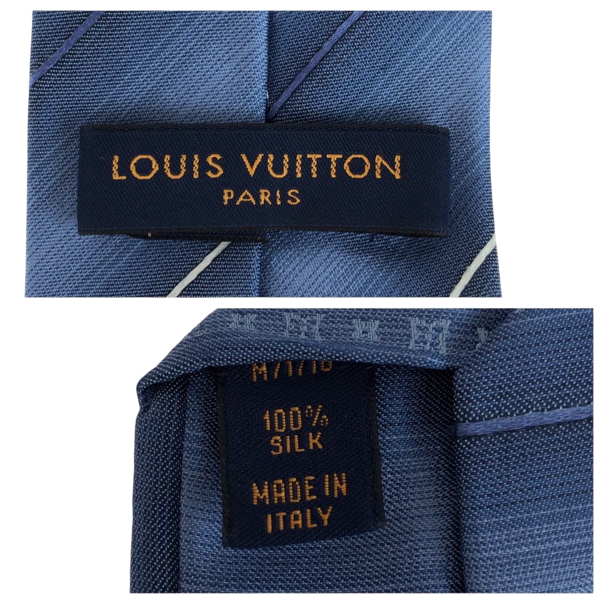 18040
LOUIS VUITTON ルイヴィトン モノグラム クラヴァット LV スロープ ブルー 青 シルク M71716 ネクタイ  メンズ B7