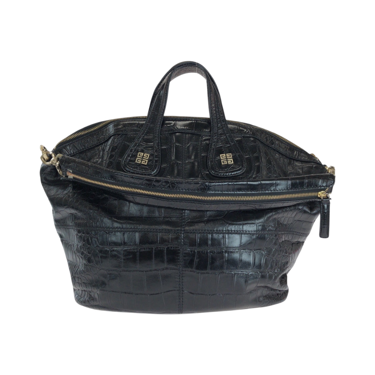 15115
Givenchy ジバンシー ナイチンゲール 型押し ブラック 黒 ゴールド金具 レザー SI0170 ショルダーバッグ ハンドバッグ 2way  レディース