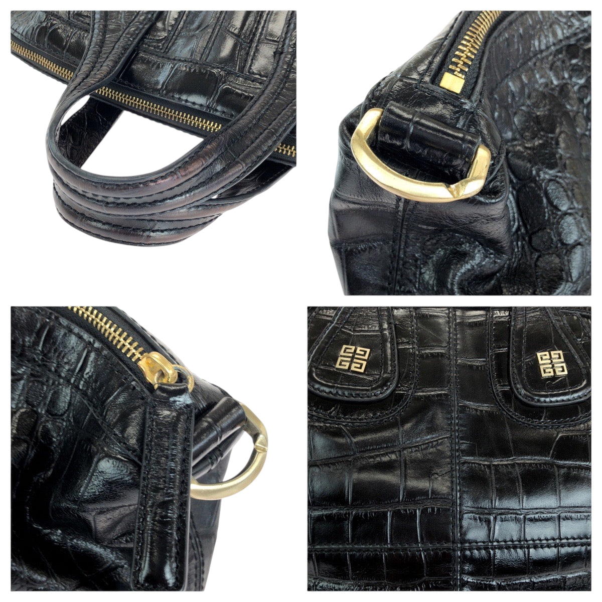 15115
Givenchy ジバンシー ナイチンゲール 型押し ブラック 黒 ゴールド金具 レザー SI0170 ショルダーバッグ ハンドバッグ 2way  レディース