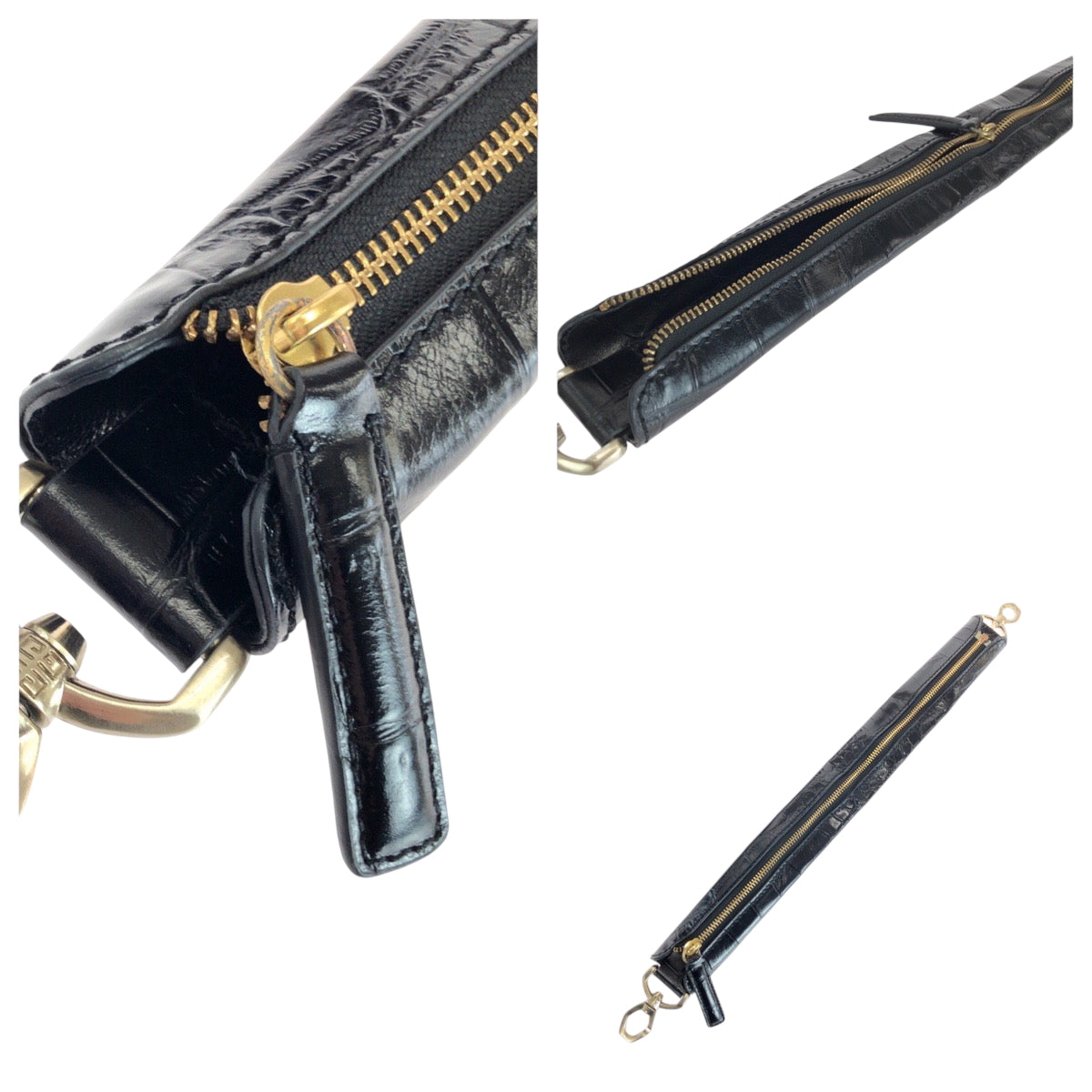 15115
Givenchy ジバンシー ナイチンゲール 型押し ブラック 黒 ゴールド金具 レザー SI0170 ショルダーバッグ ハンドバッグ 2way  レディース
