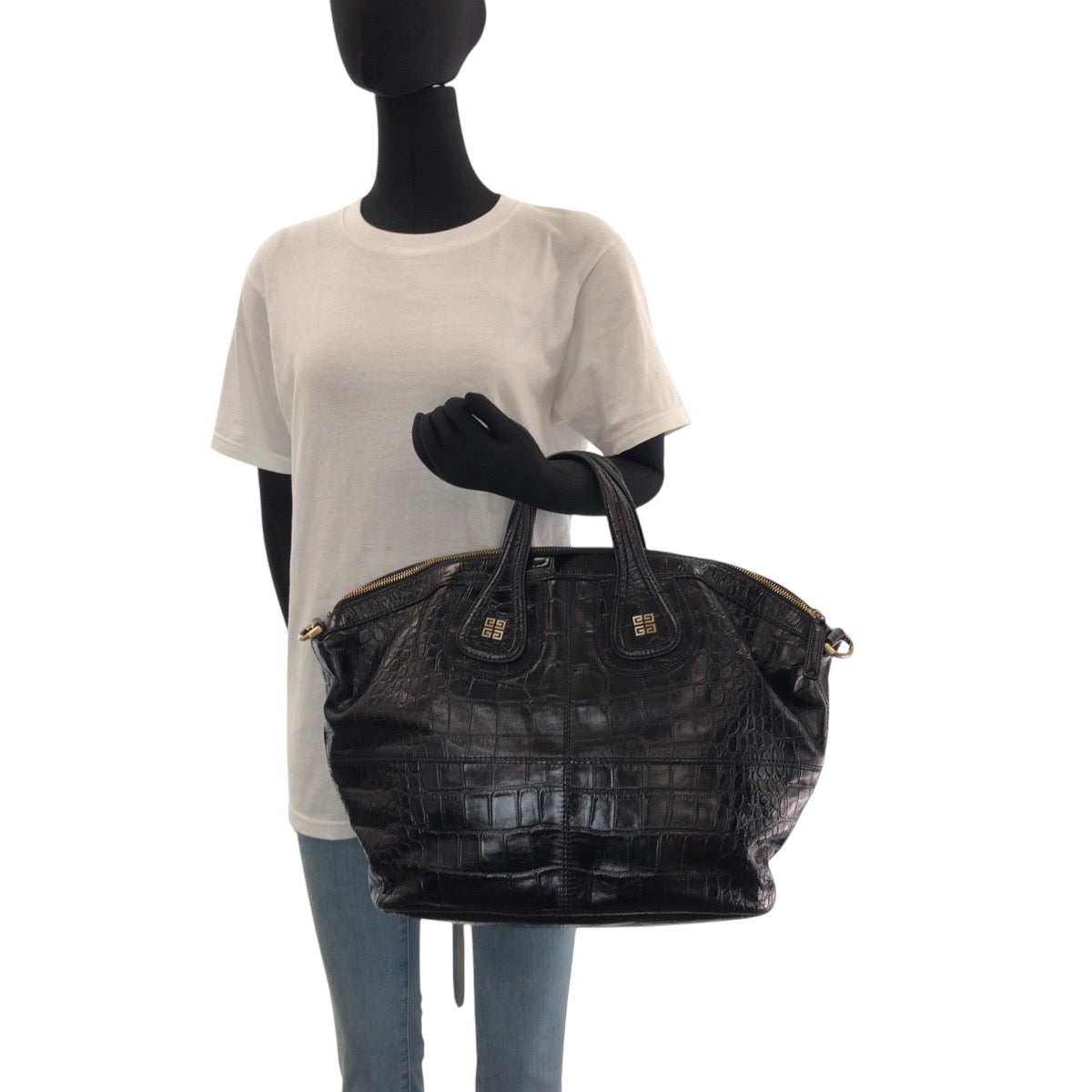 15115
Givenchy ジバンシー ナイチンゲール 型押し ブラック 黒 ゴールド金具 レザー SI0170 ショルダーバッグ ハンドバッグ 2way  レディース