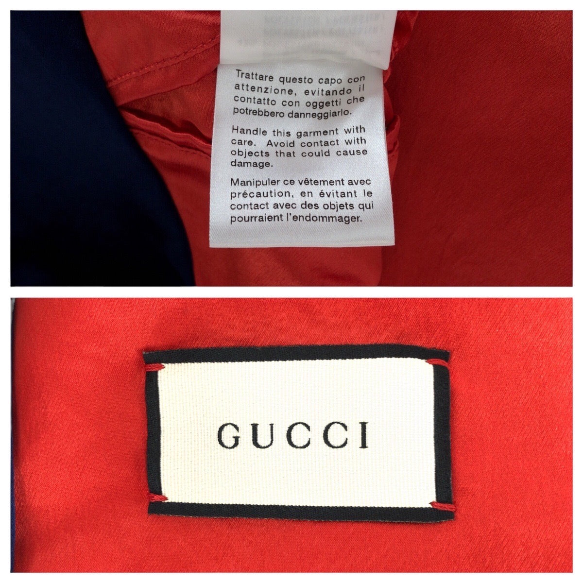 15120
GUCCI グッチ GG サイズ44 ネイビー ホワイト レッド シルバー金具 アセテート / レーヨン / ポリエステル 575315 ZABZR スタジャン ジャンパー  メンズ A67