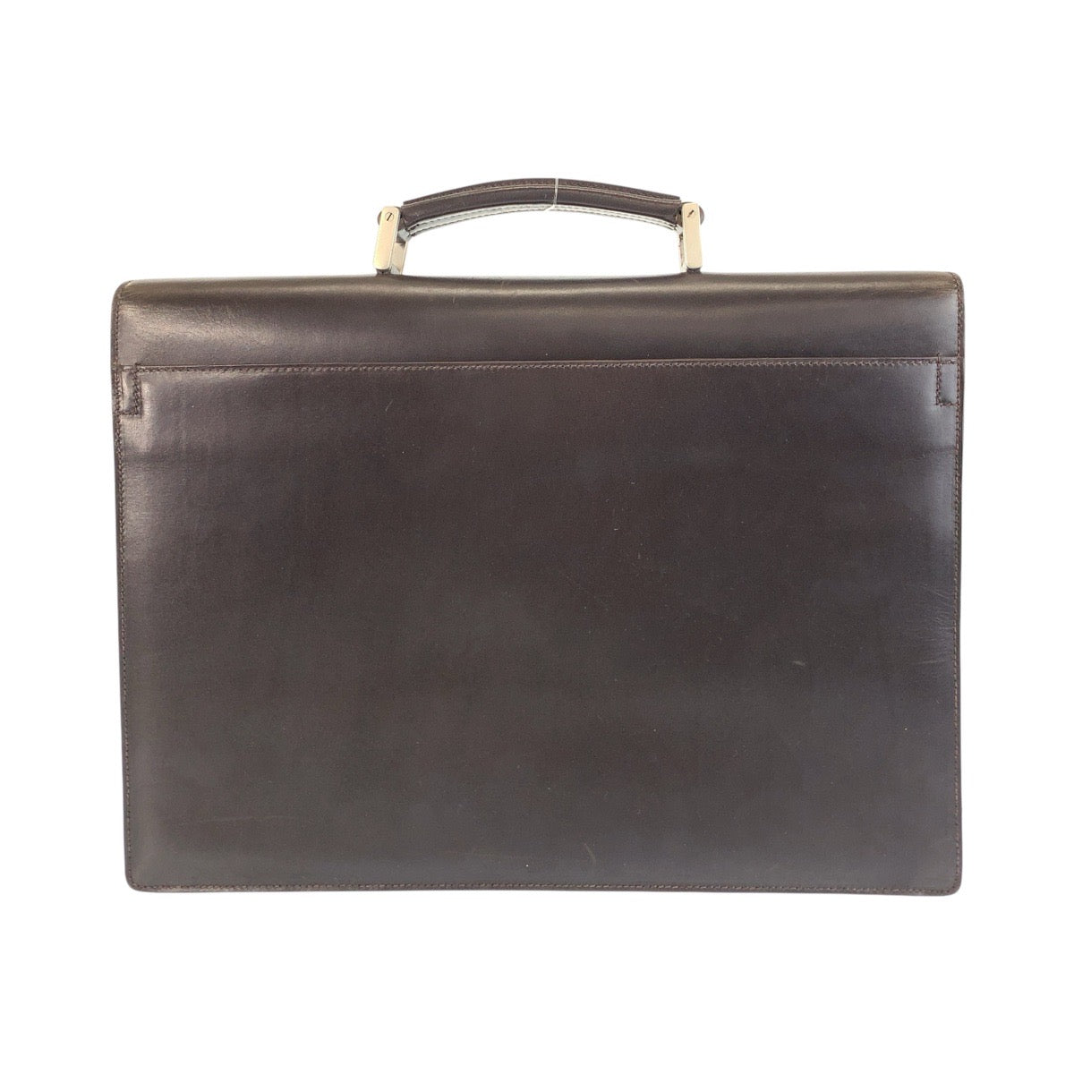 15125
PRADA プラダ ブラウン シルバー金具 レザー ビジネスバッグ ブリーフケース  メンズ ABP21