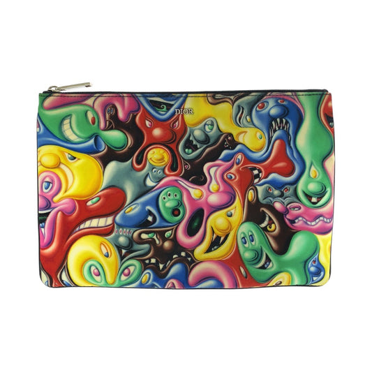 15127
Dior ディオール KENNY SCHARF ケニー シャーフ コラボ グラフィック ブラック マルチカラー シルバー金具 ナイロン クラッチバッグ ポーチ 男女兼用  レディース
