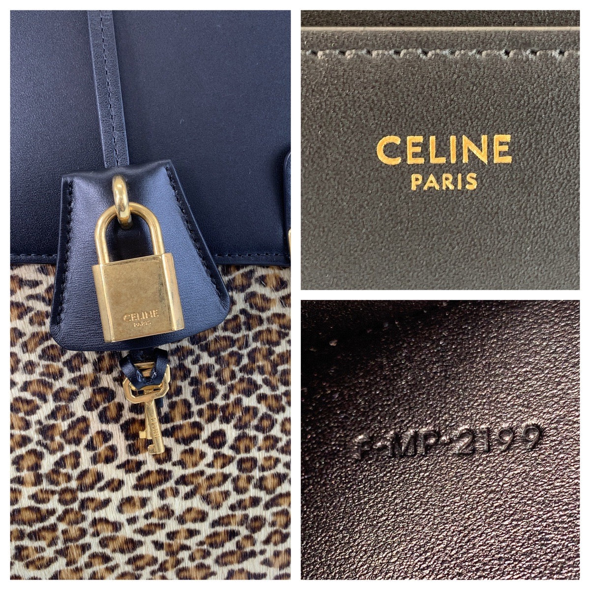 15128
CELINE セリーヌ レオパード ヒョウ柄 ブラック 黒 ブラウン ゴールド金具 レザー / ハラコ ビジネスバッグ ブリーフケース 2way  メンズ