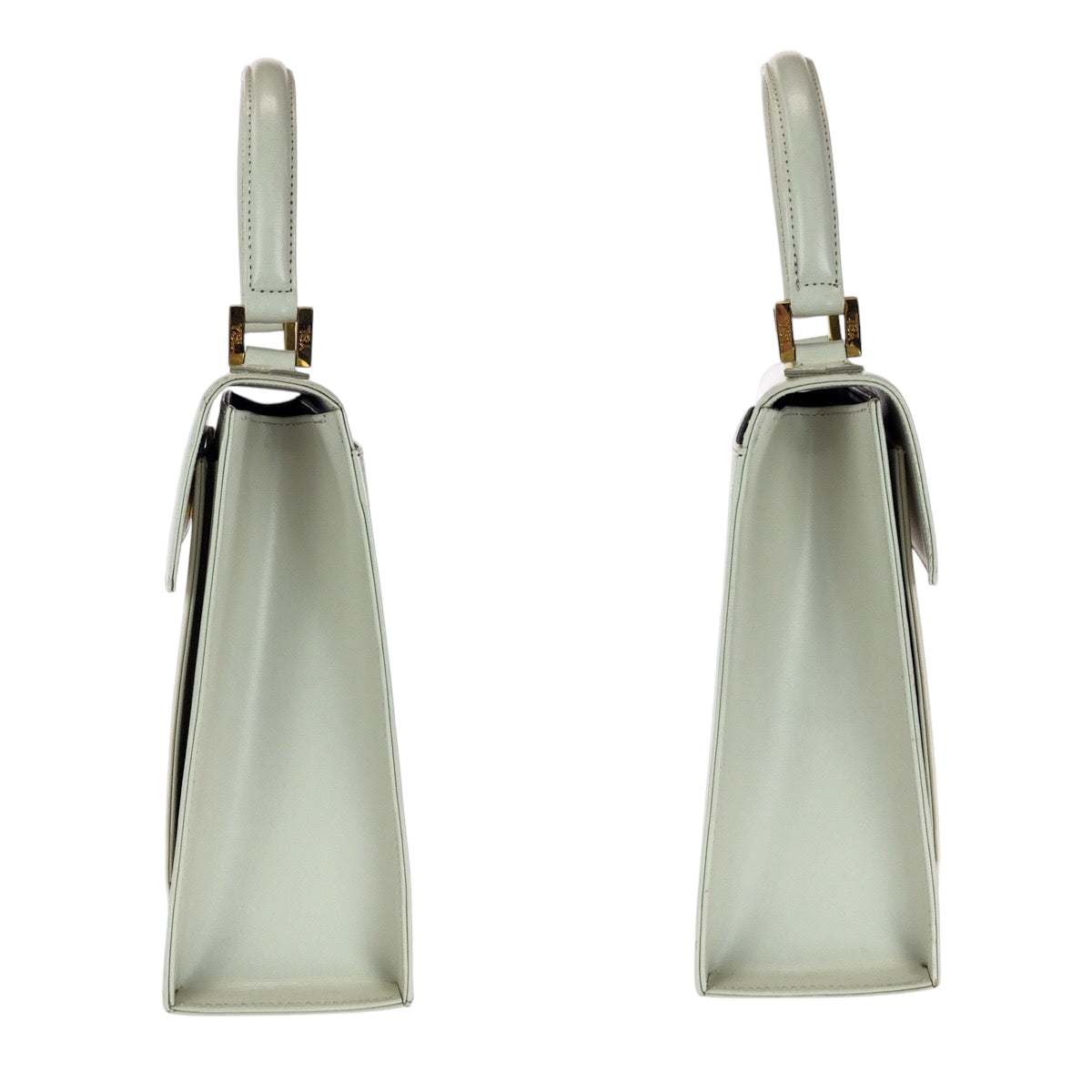 15129
YVES SAINT LAURENT イヴ サンローラン ヴィンテージ YSL ホワイト アイボリー ゴールド金具 レザー ハンドバッグ レディース A32