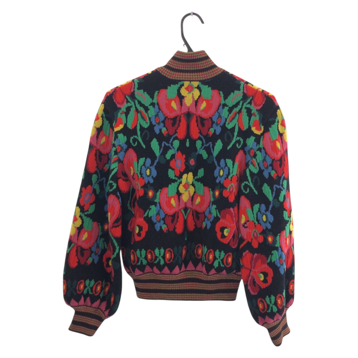 15131
 GUCCI Gucci Floral print Size XS Red Multicolor Silver hardware Wool/Rayon 490210 X9F80 Blouson Jumper Women's