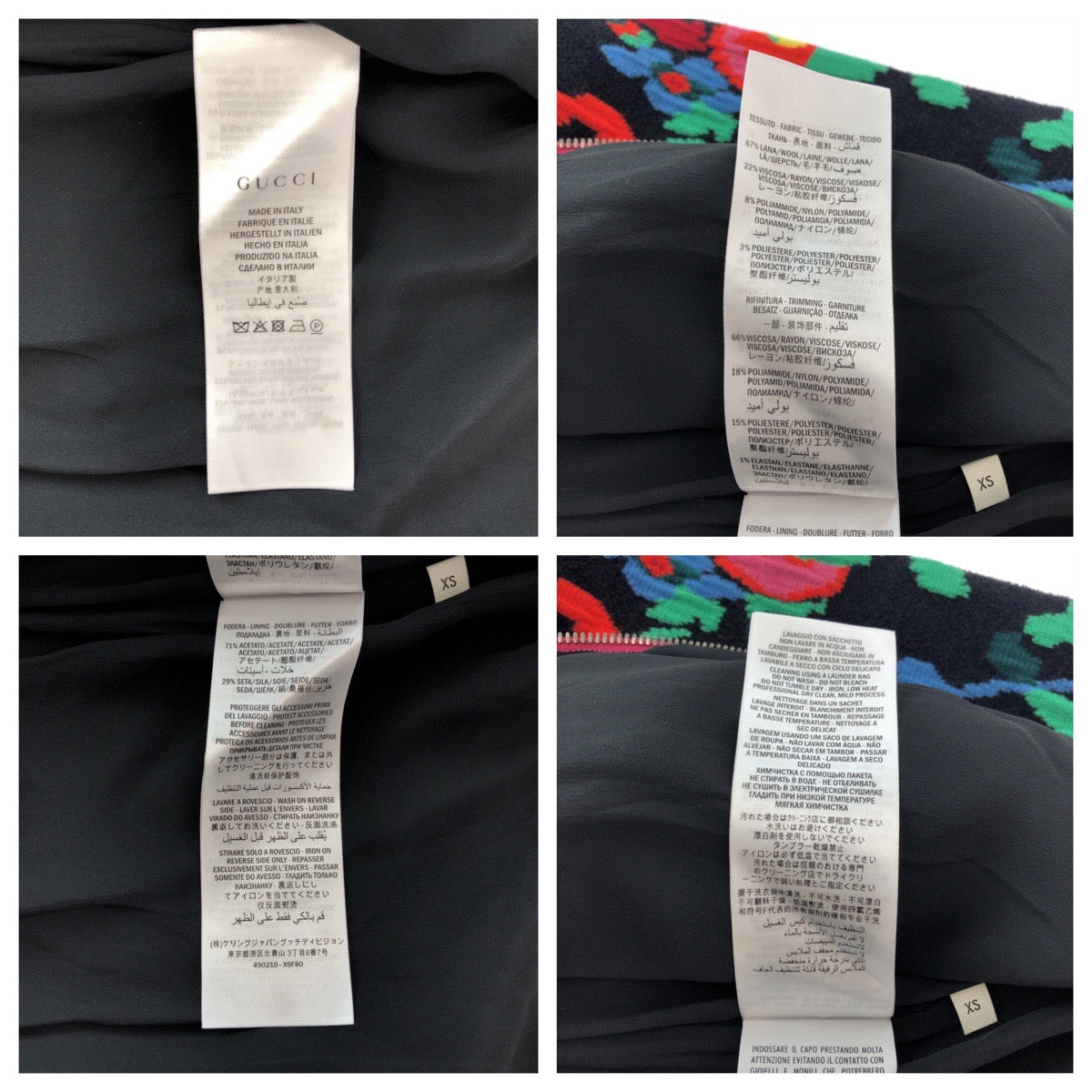 15131
 GUCCI Gucci Floral print Size XS Red Multicolor Silver hardware Wool/Rayon 490210 X9F80 Blouson Jumper Women's