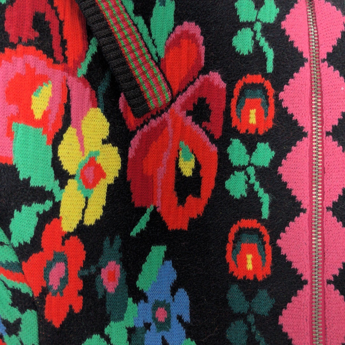 15131
 GUCCI Gucci Floral print Size XS Red Multicolor Silver hardware Wool/Rayon 490210 X9F80 Blouson Jumper Women's