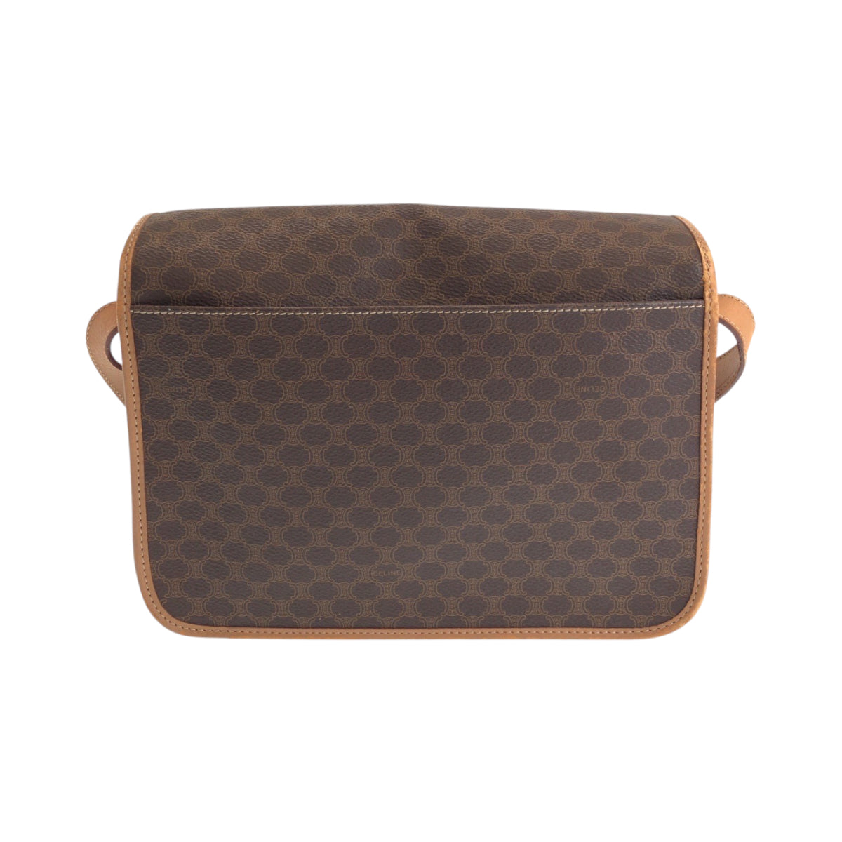 13458
CELINE セリーヌ ヴィンテージ マカダム ブラウン ゴールド金具 PVC M16 1 ショルダーバッグ ポシェット  レディース