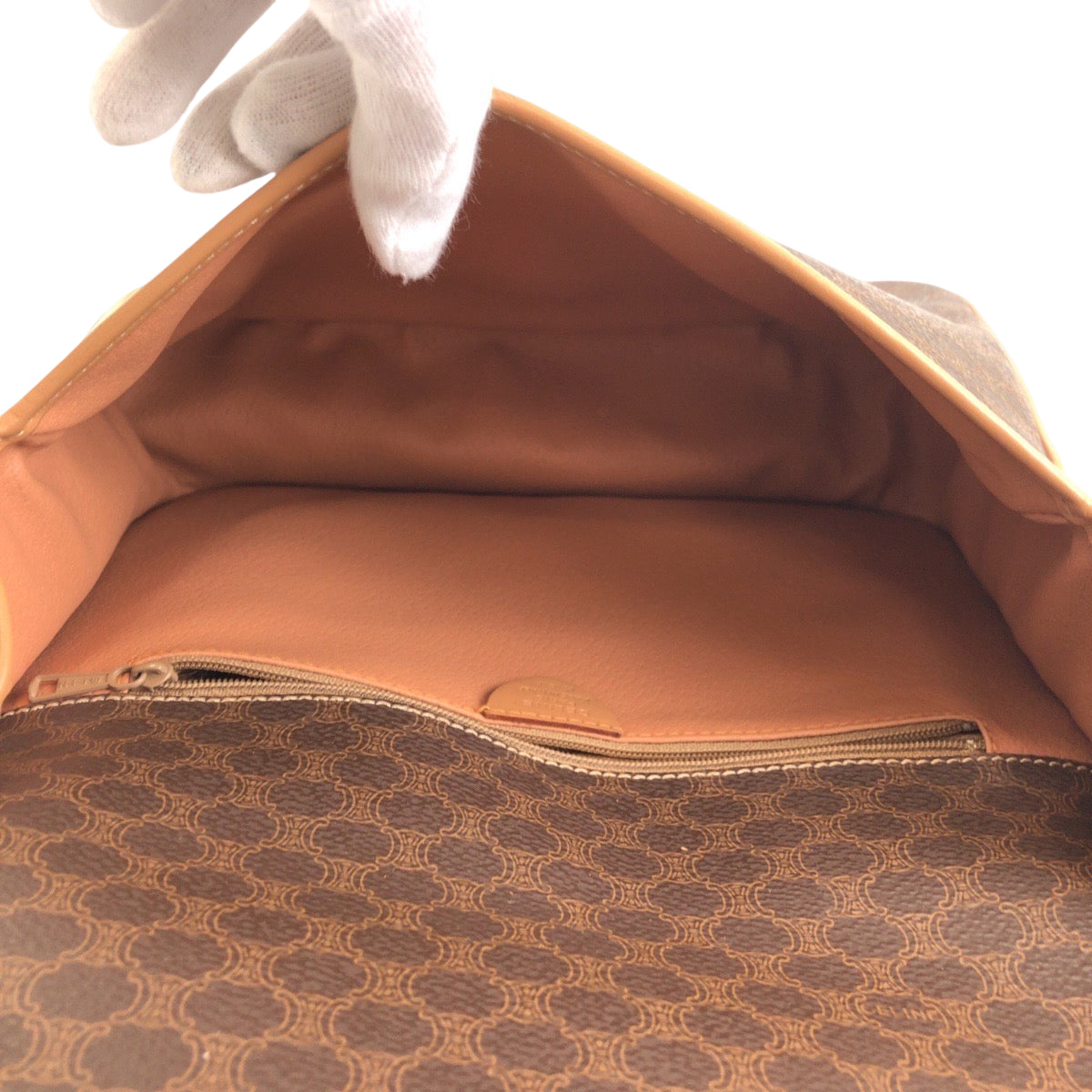 13458
CELINE セリーヌ ヴィンテージ マカダム ブラウン ゴールド金具 PVC M16 1 ショルダーバッグ ポシェット  レディース